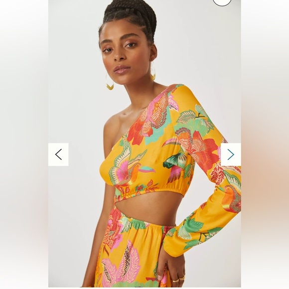 NEW! Farm x Anthropologie Single-Shoulder Printed Maxi Dress Cutout Floral XS - Picture 4 of 16
